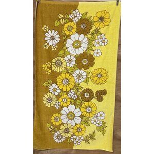 vintage 70s fieldcrest coordinated fashion flowers towel Yellow Floral 25x44
